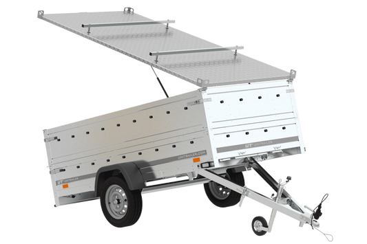 Remorque légère avec bâche Garden Trailer 264 KIPP, bis côtés et roue jockey