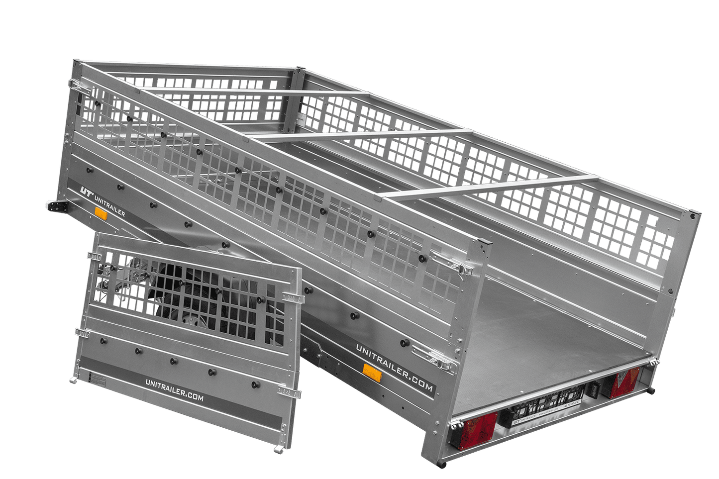 Remorque légère 264x150 UNITRAILER GARDEN 265 KIPP avec ridelles grillagées, châssis H-0 et bâche bleue