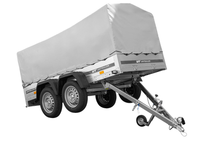 REMORQUE DOUBLE ESSIEUX UNITRAILER 264/2 KIPP AVEC ROUE JOCKEY, ARCEAU ET bâche GRISE