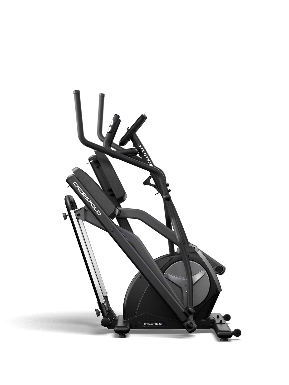 Vélo elliptique Crossfold replié avec poignées, volant d'inertie et construction peu encombrante