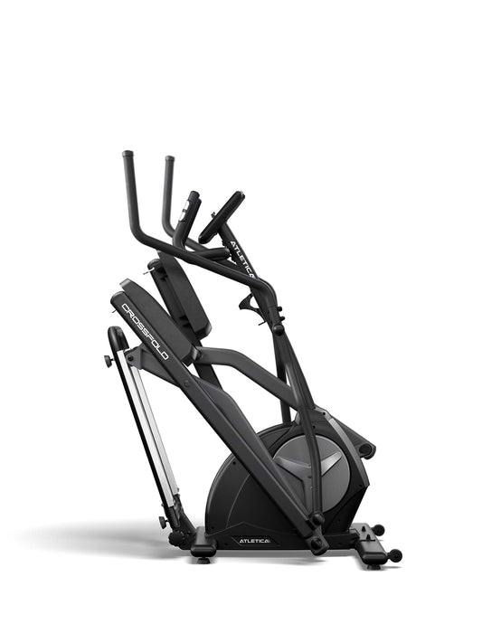 Vélo elliptique Crossfold replié avec poignées, volant d'inertie et construction peu encombrante