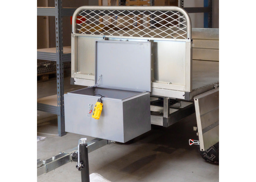 Remorque double essieu 4 roues 1400kg benne galvanisée basculante hydraulique 2000x1170x400mm Torros - 6