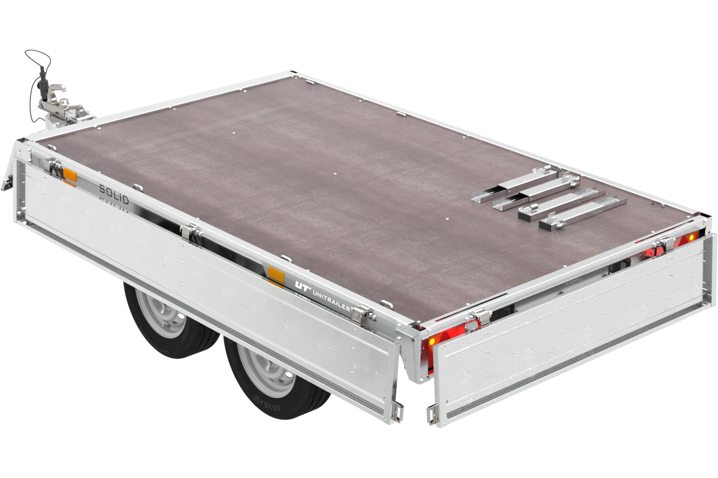 remorque deux essieux 254×151 avec roues unitrailer solid 250/2 dmc 750 kg