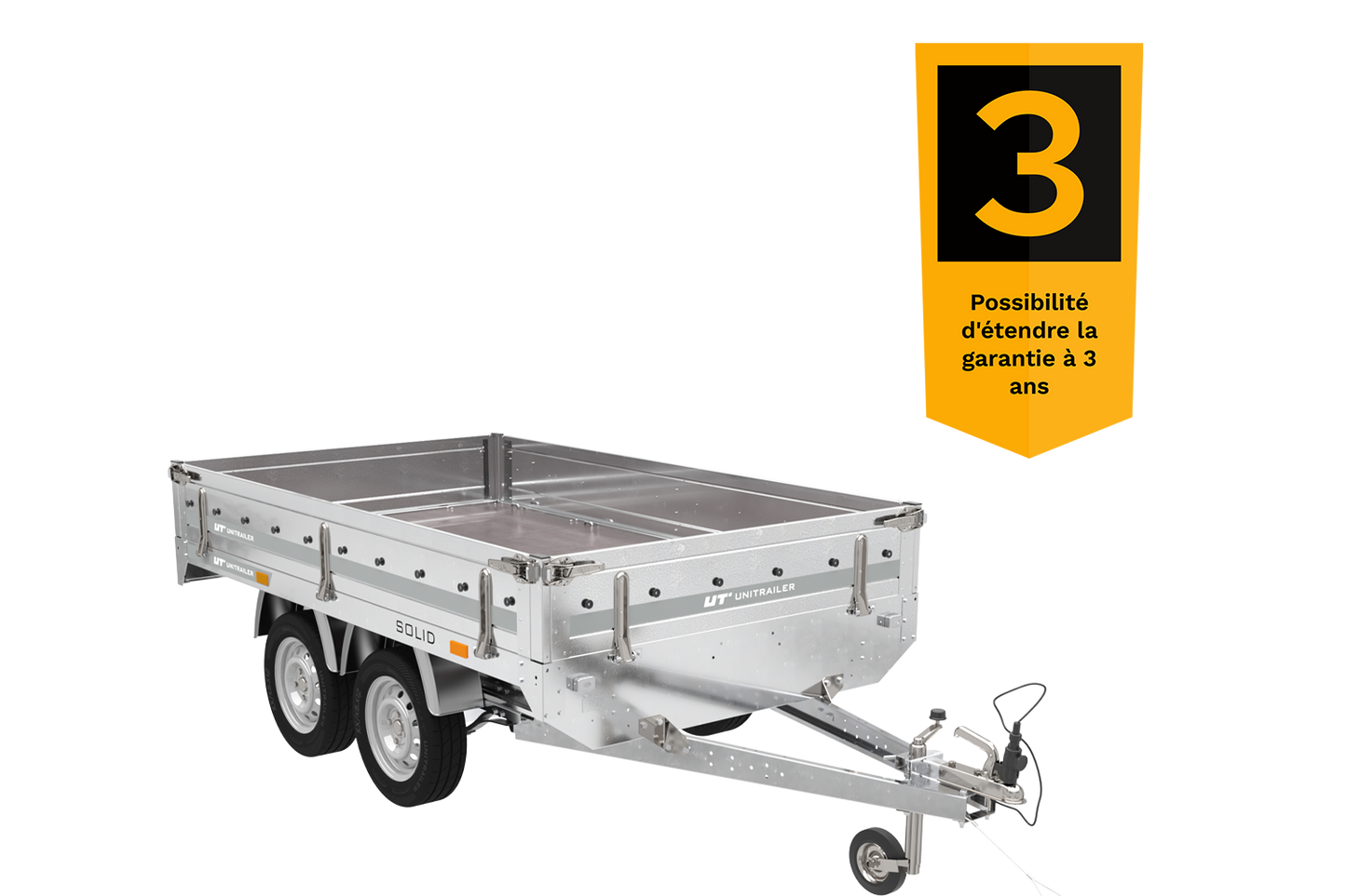 remorque deux essieux 254×151 avec roues unitrailer solid 250/2 dmc 750 kg – Image 2