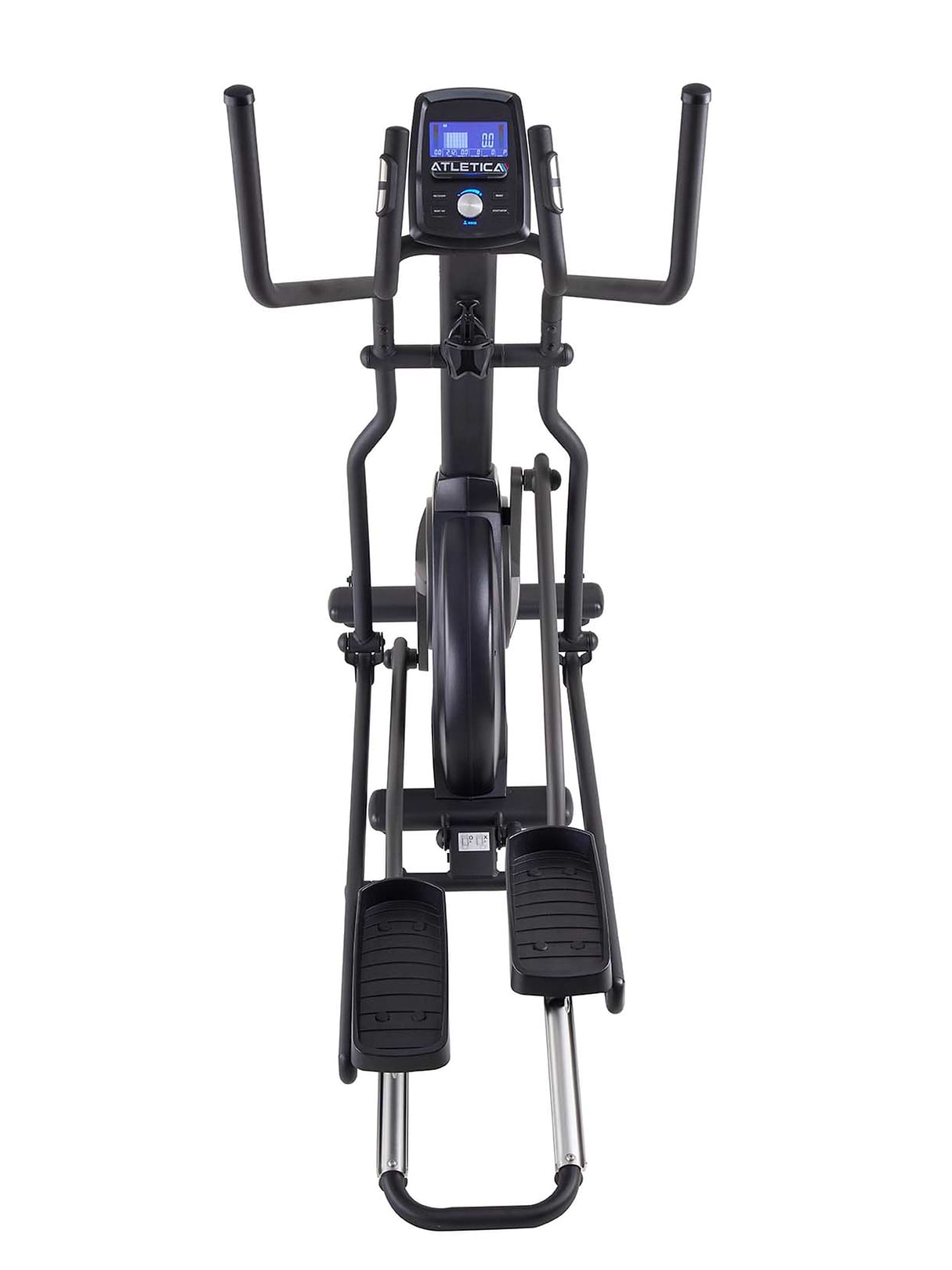 Vélo elliptique Crossfold avec écran, pédales, poignées et construction de cadre noir
