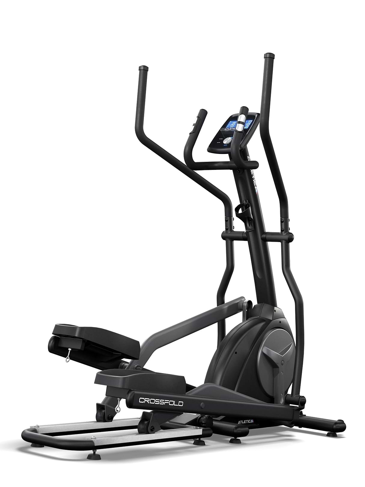 Vélo elliptique Crossfold ATLETICA pliable avec écran, poignées, pédales et cadre noir