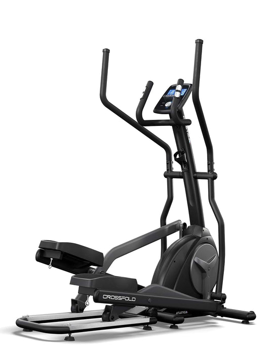 Vélo elliptique Crossfold ATLETICA pliable avec écran, poignées, pédales et cadre noir