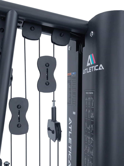 X-Tron Multigym - station de poulie à câble avec poulies de renvoi, guide d'entraînement, logo visible sur le côté