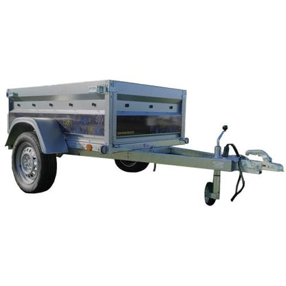 Remorque un essieu 150x106 UNITRAILER GARDEN 150 KIPP avec côtés, ridelles supplementaires et capot en aluminium