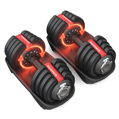 SONGMICS Haltères réglables gain de place poignée antidérapante pour fitness