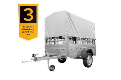 Remorque tôle Garden Trailer 200 KIPP 200×106 cm [avec rehausses grillagées, bâche haute et arceau]