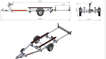 Remorque porte bateau UNITRAILER JET ALU PTAC 750 kg