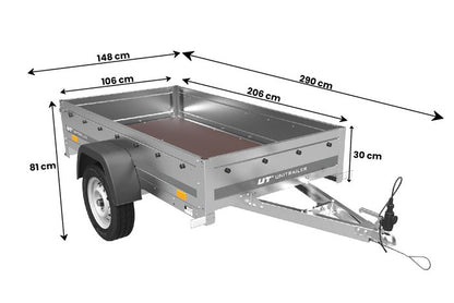 Remorque voiture GARDEN TRAILER 200 FD avec timon fixe