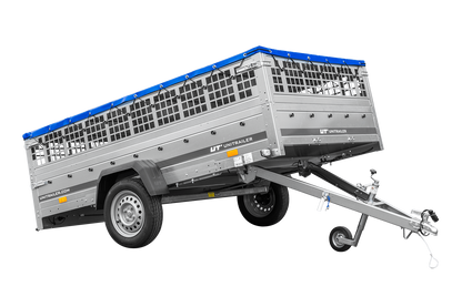 Remorque légère 264x150 UNITRAILER GARDEN 265 KIPP avec ridelles grillagées, châssis H-0 et bâche bleue