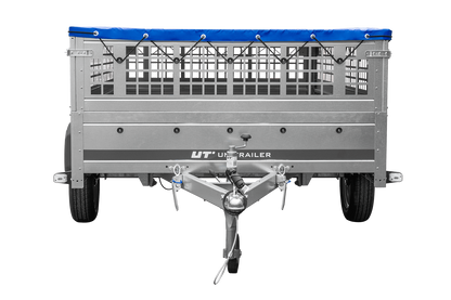 Remorque légère 264x150 UNITRAILER GARDEN 265 KIPP avec ridelles grillagées, châssis H-0 et bâche bleue