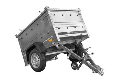 Remorque un essieu 150x106 UNITRAILER GARDEN 150 KIPP avec côtés, ridelles supplementaires et capot en aluminium