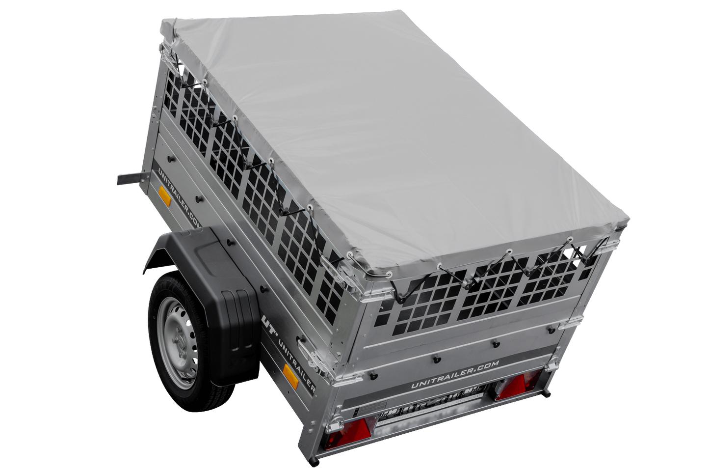 Petite remorque à vendre - Garden Trailer 150 KIPP [avec bâche plate grise, roue jockey]