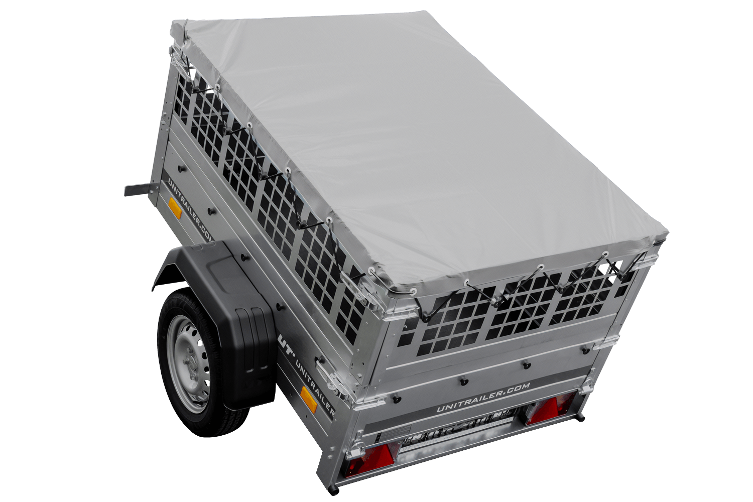 Petite remorque à vendre - Garden Trailer 150 KIPP [avec bâche plate grise, roue jockey]