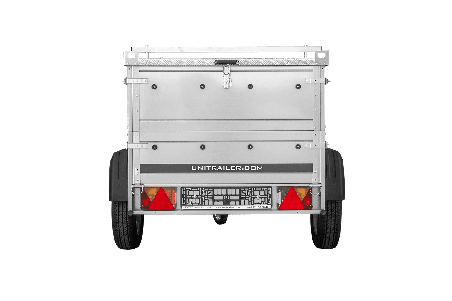Remorque un essieu 150x106 UNITRAILER GARDEN 150 KIPP avec côtés, ridelles supplementaires et capot en aluminium
