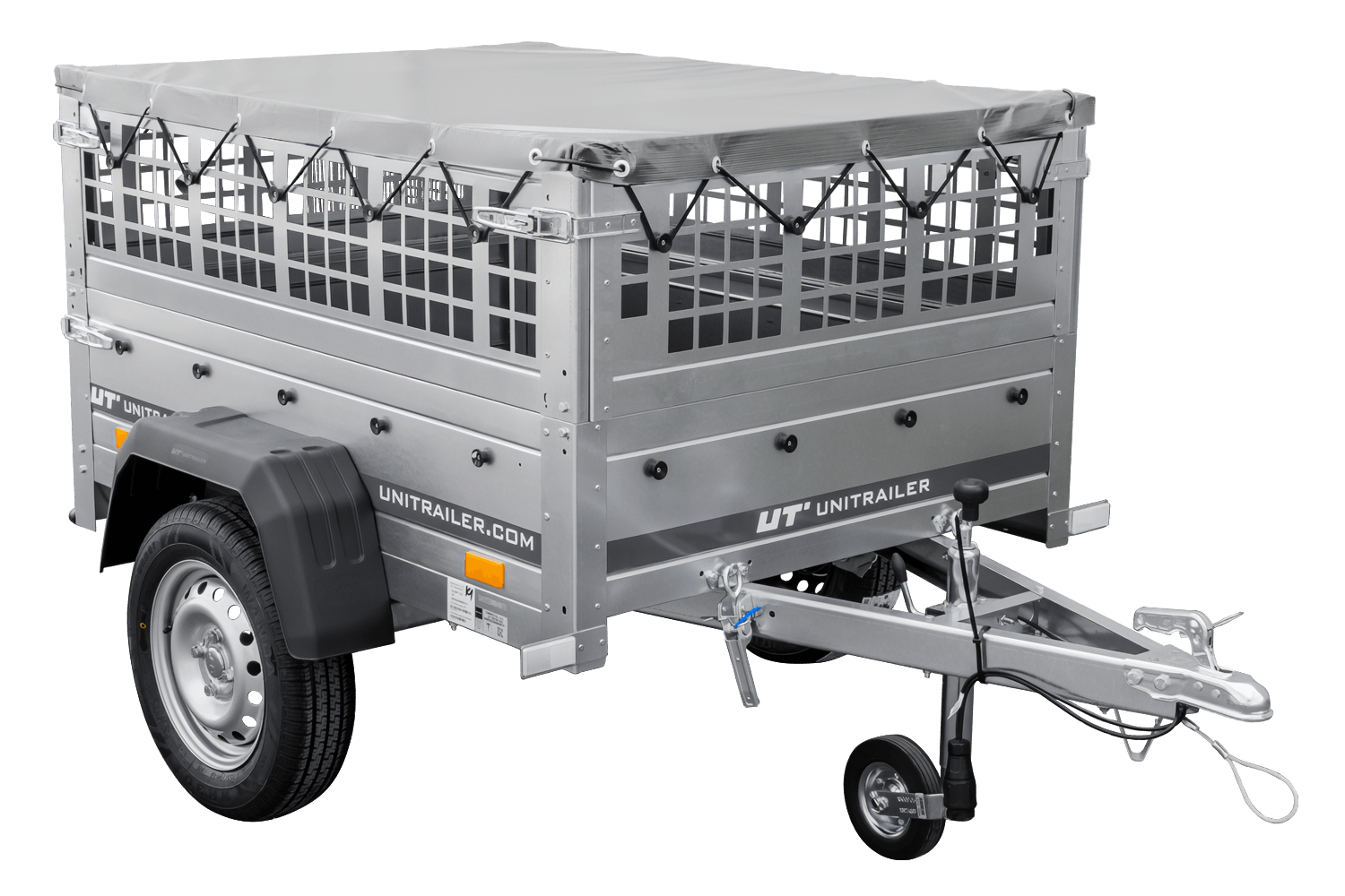 Petite remorque à vendre - Garden Trailer 150 KIPP [avec bâche plate grise, roue jockey]