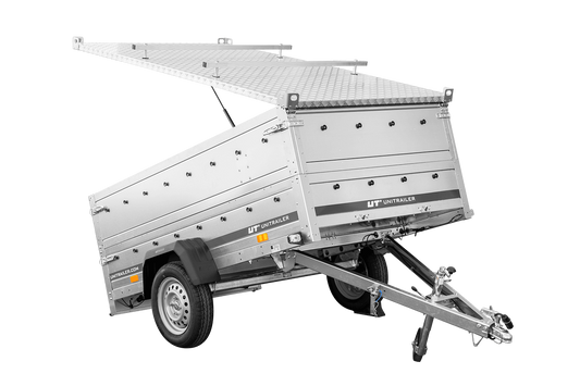Remorque un essieu 230x125 UNITRAILER GARDEN 230 KIPP avec côtés BIS et couverture en aluminium