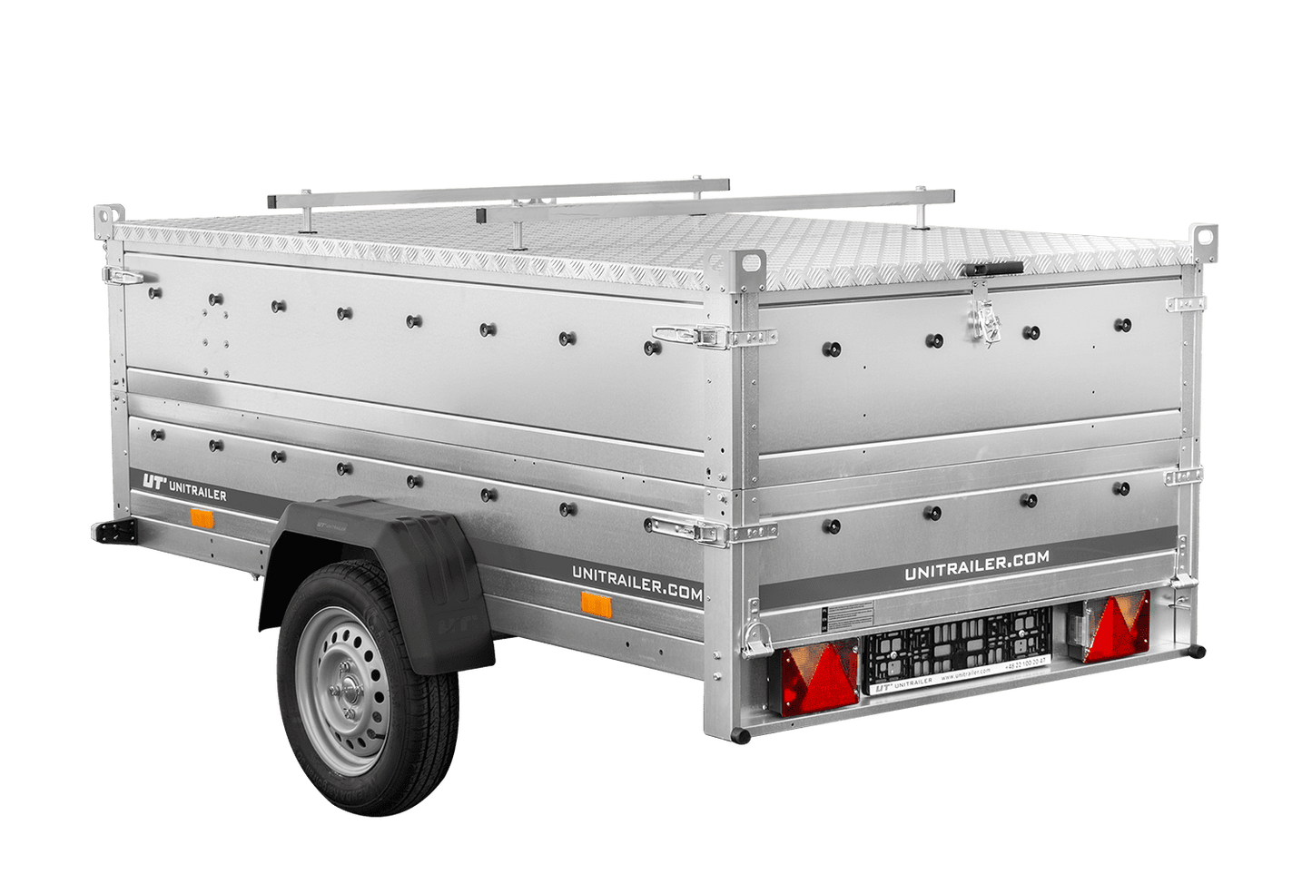 Remorque un essieu 230x125 UNITRAILER GARDEN 230 KIPP avec côtés BIS et couverture en aluminium