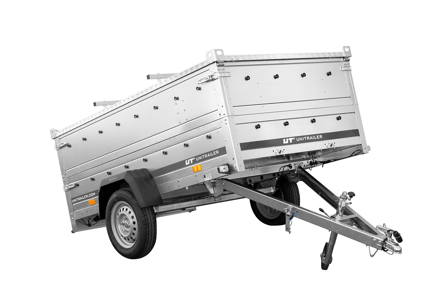 Remorque un essieu 230x125 UNITRAILER GARDEN 230 KIPP avec côtés BIS et couverture en aluminium