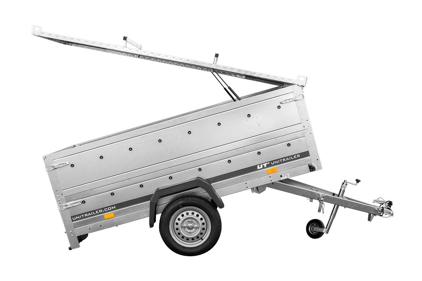 Remorque un essieu 230x125 UNITRAILER GARDEN 230 KIPP avec côtés BIS et couverture en aluminium