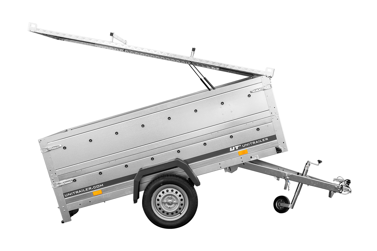 Remorque un essieu 230x125 UNITRAILER GARDEN 230 KIPP avec côtés BIS et couverture en aluminium