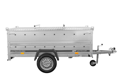 Remorque un essieu 230x125 UNITRAILER GARDEN 230 KIPP avec côtés BIS et couverture en aluminium