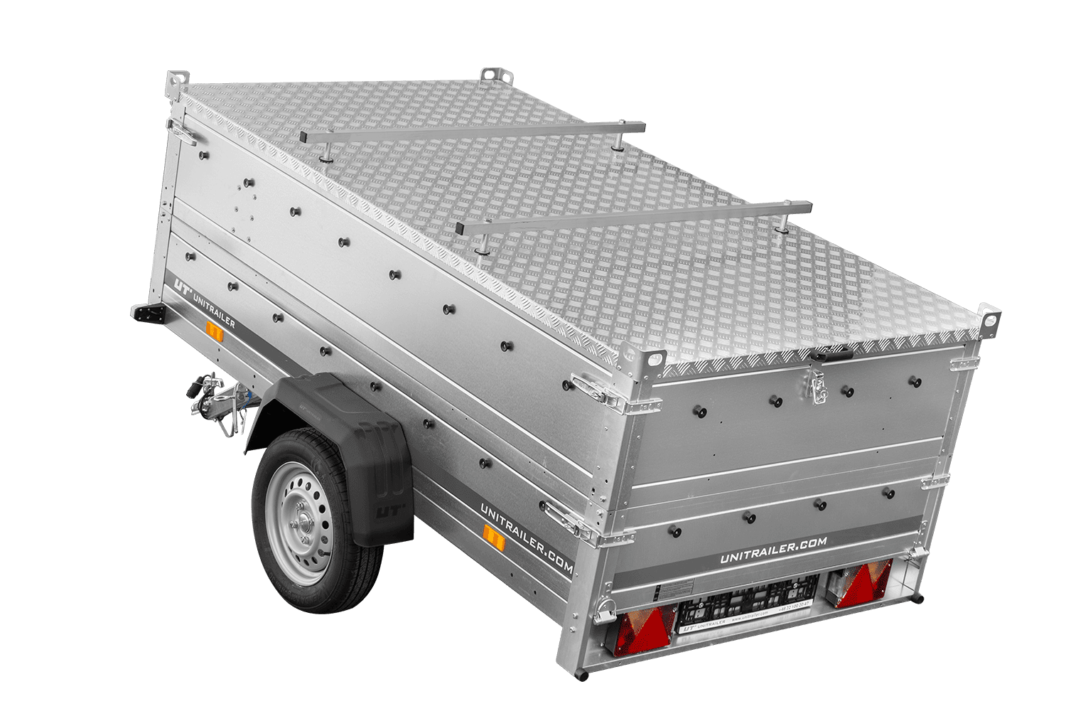 Remorque un essieu 230x125 UNITRAILER GARDEN 230 KIPP avec côtés BIS et couverture en aluminium