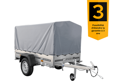 Remorque automobile Garden Trailer 200 KIPP 200 x 106 cm avec bâche haute, arceau et roue jockey PTAC 500 kg
