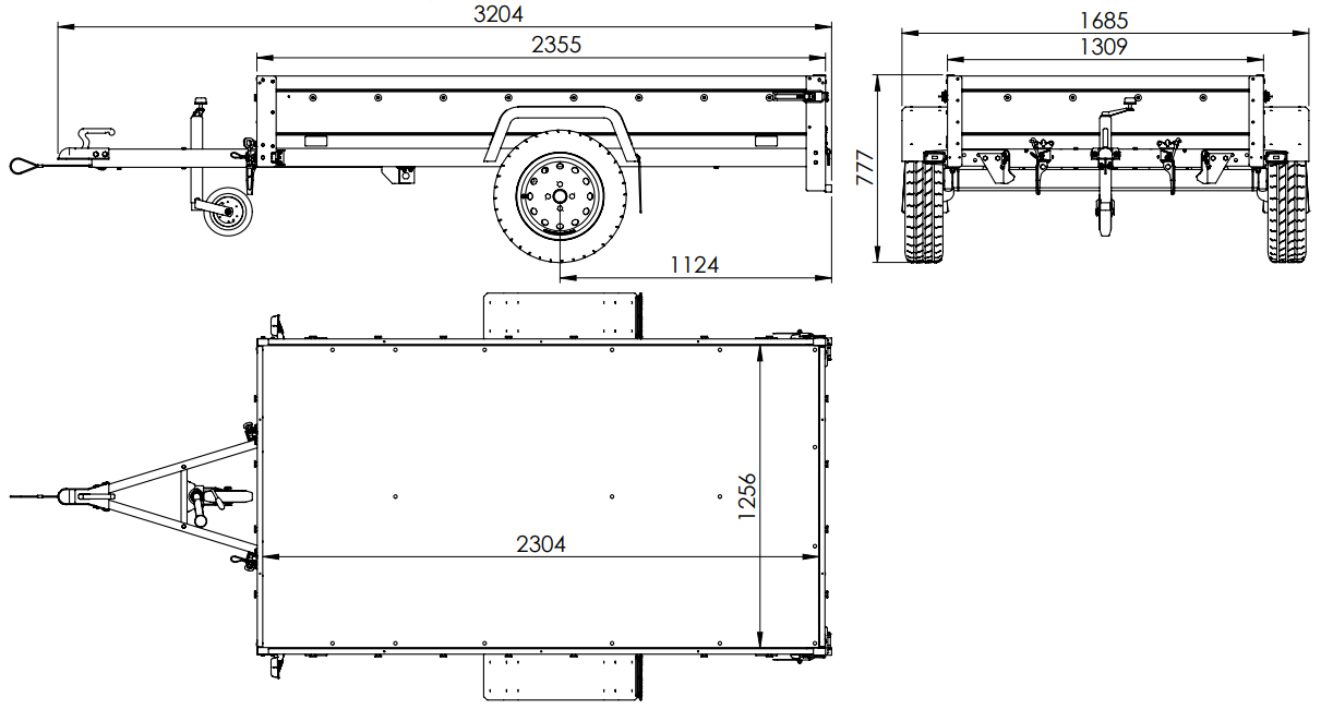 Remorque pour auto 230 x 125 cm Garden Trailer 230 KIPP