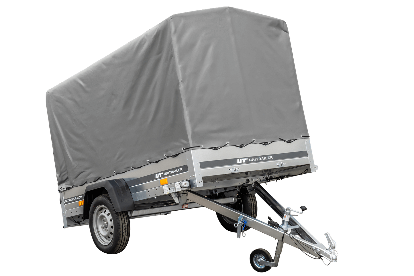 Remorque routière avec bâche haute (110 cm), arceau (110 cm) et roue jockey 230x125 Garden Trailer 230 KIPP