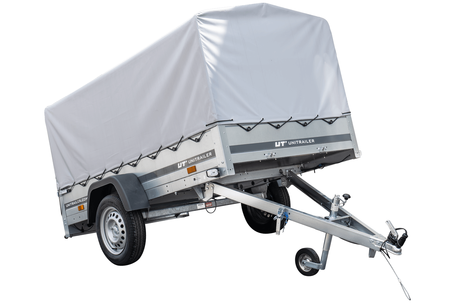 Remorque routière avec bâche haute, arceau H-800 et roue jockey 230x125 Garden Trailer 230 KIPP