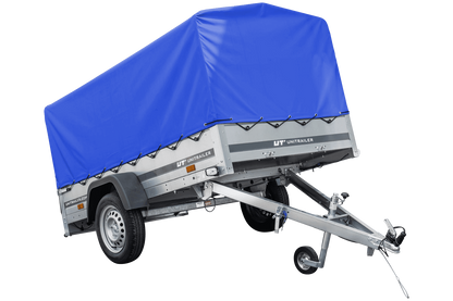 Remorque routière avec bâche haute bleue, arceau H-800 et roue jockey 230x125 Garden Trailer 230 KIPP