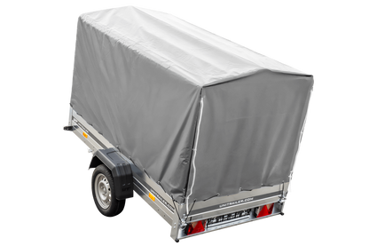 Remorque routière avec bâche haute (110 cm), arceau (110 cm) et roue jockey 230x125 Garden Trailer 230 KIPP