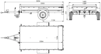 Remorque routière avec bâche haute, arceau H-800 et roue jockey 230x125 Garden Trailer 230 KIPP