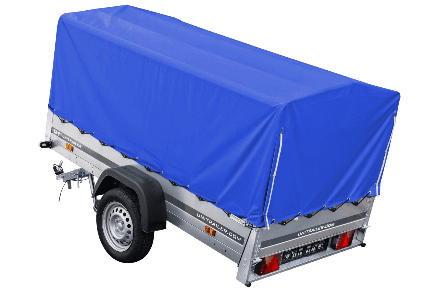 Remorque routière avec bâche haute bleue, arceau H-800 et roue jockey 230x125 Garden Trailer 230 KIPP