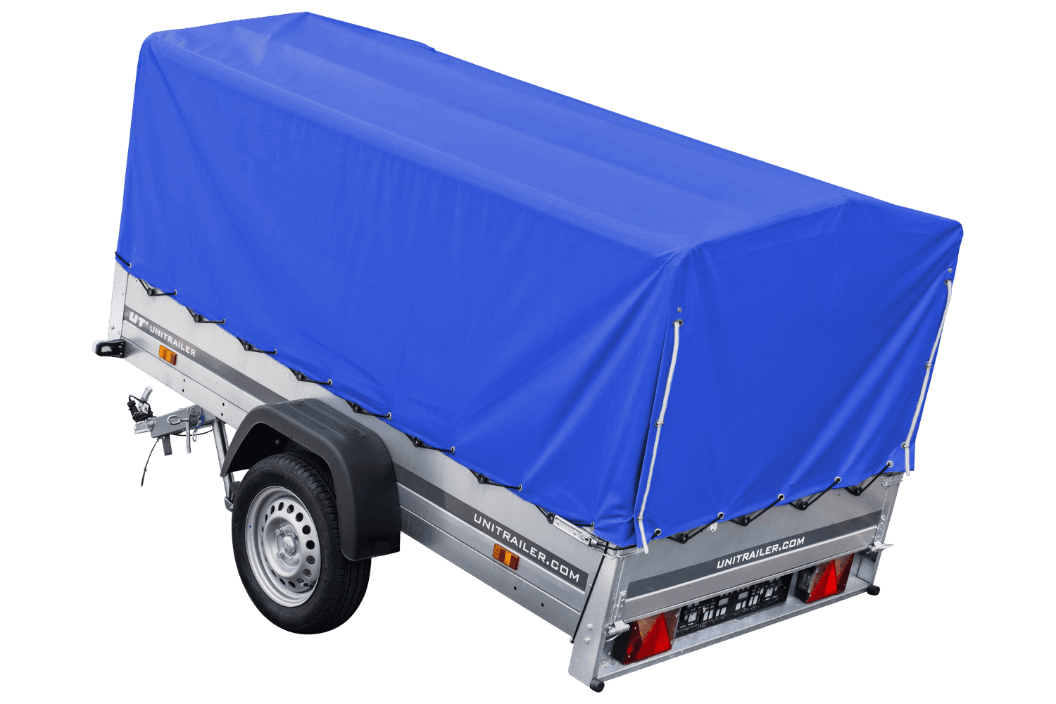 Remorque routière avec bâche haute bleue, arceau H-800 et roue jockey 230x125 Garden Trailer 230 KIPP