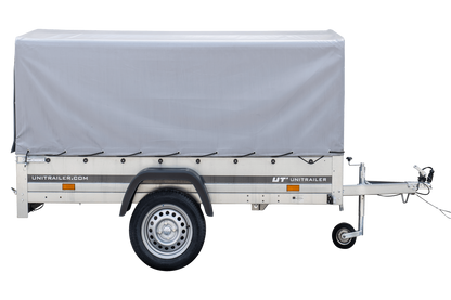 Remorque routière avec bâche haute, arceau H-800 et roue jockey 230x125 Garden Trailer 230 KIPP