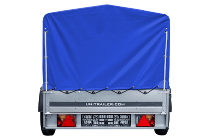 Remorque routière avec bâche haute bleue, arceau H-800 et roue jockey 230x125 Garden Trailer 230 KIPP