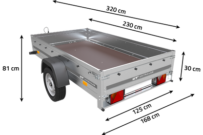 Remorque pour auto 230 x 125 cm Garden Trailer 230 KIPP