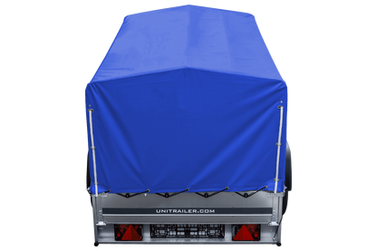 Remorque routière avec bâche haute bleue, arceau H-800 et roue jockey 230x125 Garden Trailer 230 KIPP