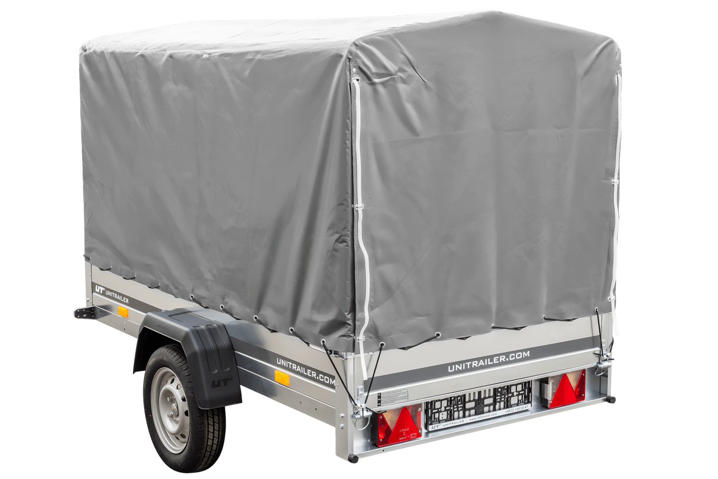Remorque routière avec bâche haute (110 cm), arceau (110 cm) et roue jockey 230x125 Garden Trailer 230 KIPP