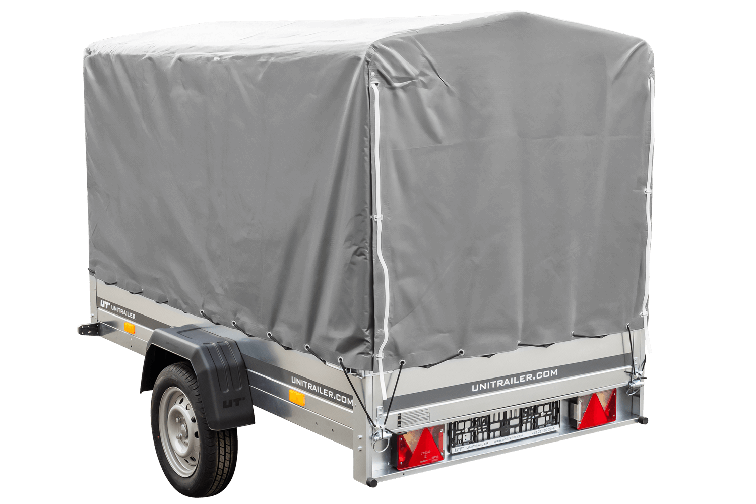 Remorque routière avec bâche haute (110 cm), arceau (110 cm) et roue jockey 230x125 Garden Trailer 230 KIPP