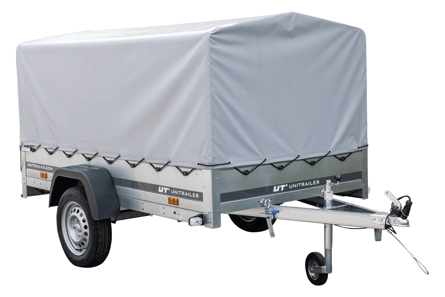 Remorque routière avec bâche haute, arceau H-800 et roue jockey 230x125 Garden Trailer 230 KIPP