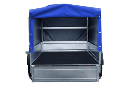 Remorque routière avec bâche haute bleue, arceau H-800 et roue jockey 230x125 Garden Trailer 230 KIPP