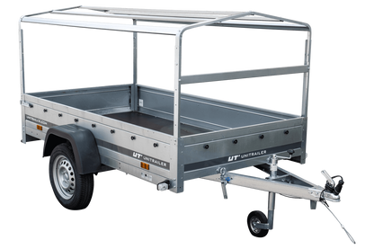 Remorque routière avec bâche haute bleue, arceau H-800 et roue jockey 230x125 Garden Trailer 230 KIPP