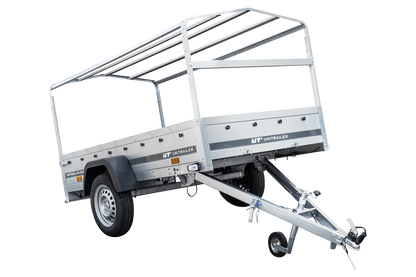 Remorque routière avec bâche haute bleue, arceau H-800 et roue jockey 230x125 Garden Trailer 230 KIPP